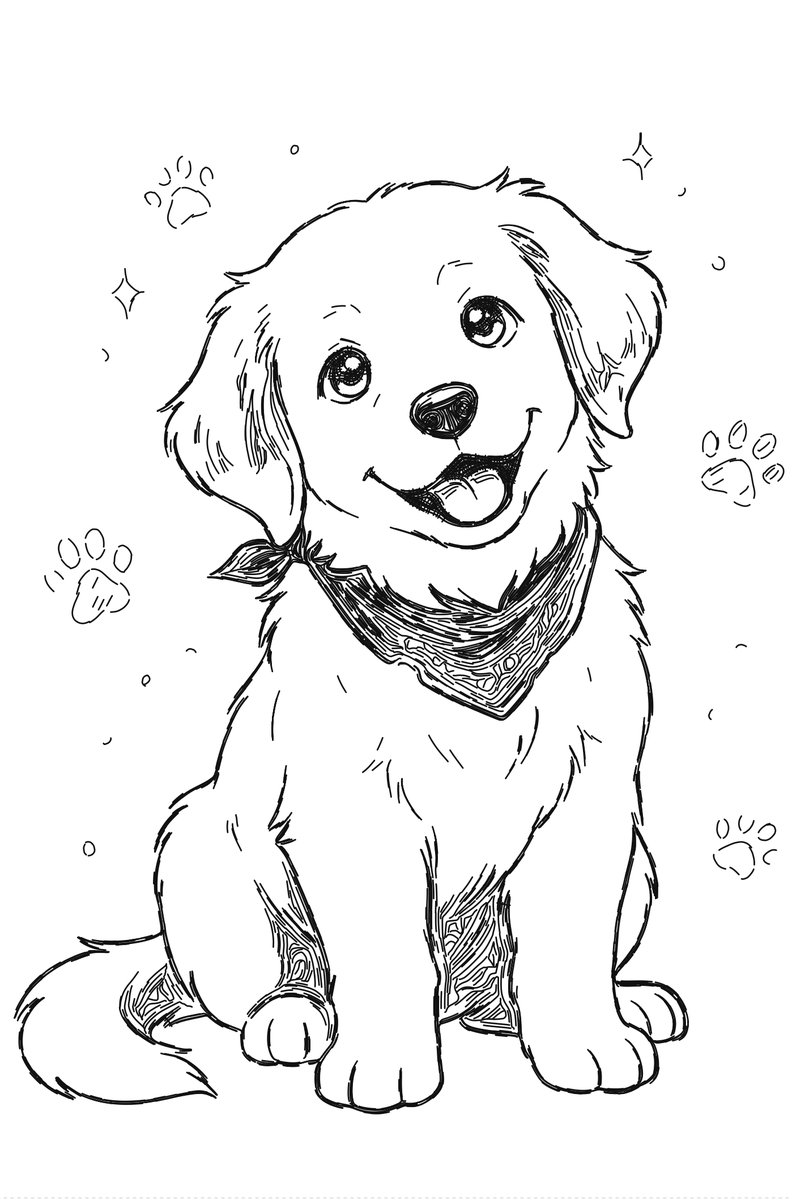 Ink drawing of a puppy