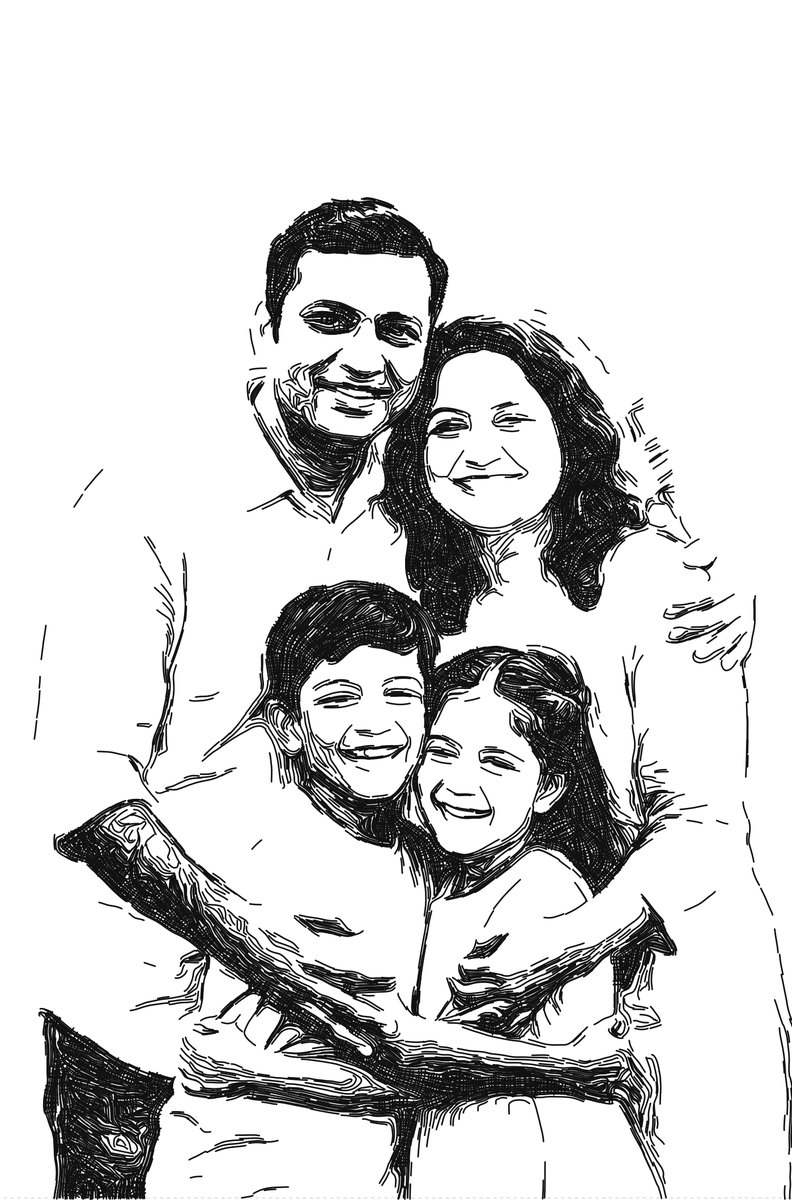 Ink drawing of the same family